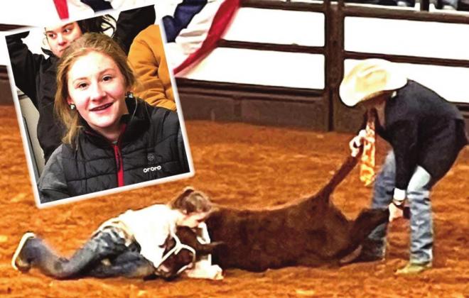 Naz FFA Emily Durbin caught a calf at the Fort Worth Stock Show &amp;amp; Rodeo.