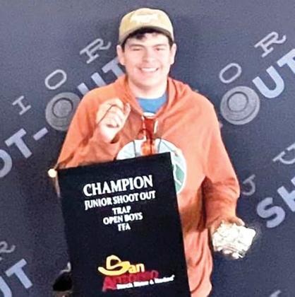 Nazareth FFA/4-H Harrison Meador, sophomore, won the San Antonio Stock Show Junior Shootout Trap Open Boys singles division this past weekend. The win included a $10,000 scholarship.