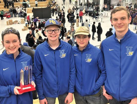 Nazareth Robotics Team #16617, Pierce Wilhelm, Oliver Meador and Olivia Raef, with Spencer Aker, competed at the Regional meet and won the Think Award for writing an excellent engineering portfolio. The award is one step down from the top judged award. Nazareth Robotics will be competing at the State UIL 1-4A and greater state meet from March 21-23.
