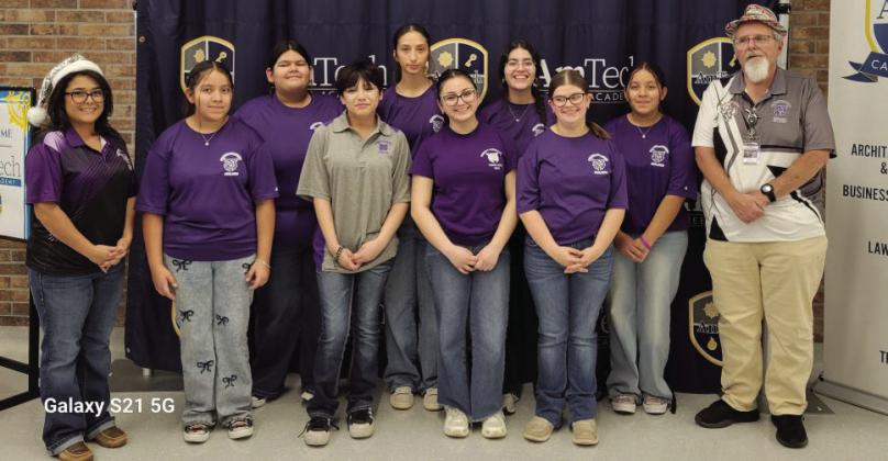 (Left to right) Mrs. Rocio Morales, Daisy Gonzales, Janine Aguirre, Sarahi Medrano, Riley Ramos, Sarah Morales, Arianna Mendoza, Anistynn Birdwell, Diana Gonzales, Mr. Don Bell. This team is currently ranked 21st, but their season has been defined by perseverance and teamwork. Despite early challenges, they have continued to learn, improve, and demonstrate outstanding sportsmanship throughout the competition.