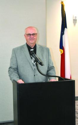 FAREWELL ADDRESS--Scott Hickok, retiring CEO of West Texas Rural Telephone Cooperative, lauded employees for their efforts and reported that up to 8 Gig speeds are now available to all exchanges during the 71st annual membership meeting March 24 . (Photo by Jim Steiert)