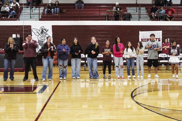 Student Council and National Honor Society members were recognized between the girls and boys basketball games on Friday night.