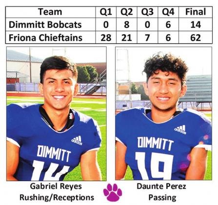 Bobcats fall to Chieftains, 62-14