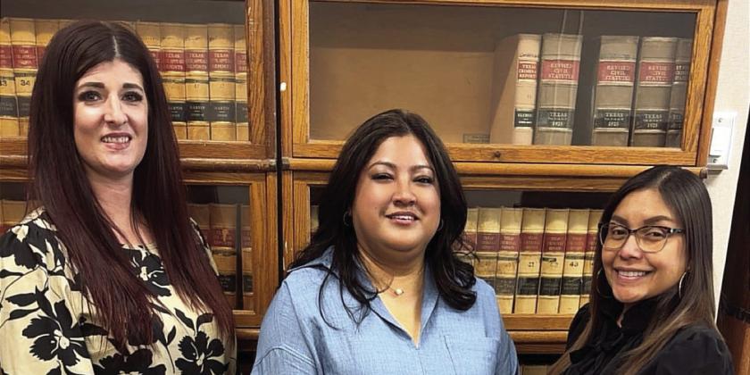 Probation Officers of Swisher County: Kendra Sturgess, Monica Gomez, and Yesenia Hinojosa (l-r). Kendra and Monica are over Juvenile Probation; Yesenia is over Adult Probation.