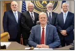 Swisher County Commissioners (l-r): Larry Buske (Prec 4), Ed Weiser (Prec 3), Mike Sims (Prec 1), and Danny Morgan (Prec 2) Judge Michael Clawson seated in front