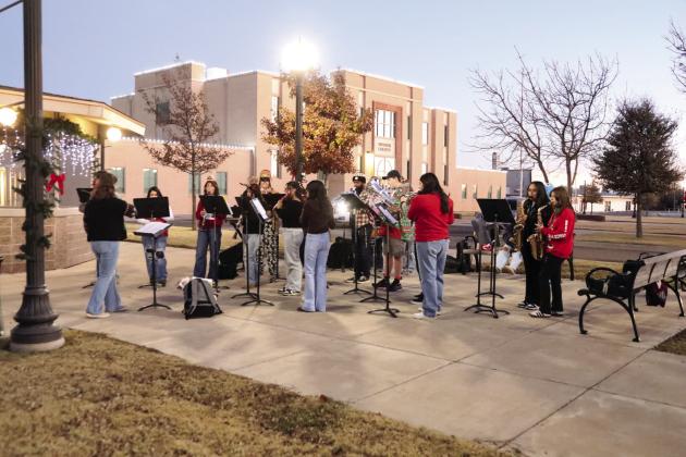 Tulia High School Band provided musical entertainment at the Lighting Ceremony and following the Lighted Parade