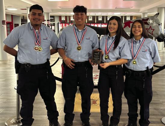 Hereford High School’s SkillsUSA Law Enforcement team competed at the SkillsUSA Texas District 3 Competition. Above, Building Search 1st Place - Alonso Castro, Felipe Jaquez, Nahomy Rodriguez and Karime Tellez.