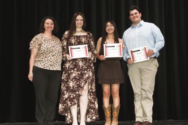 Kiwanis Scholarships presented by Tabitha Davis - Avary Wesley, Scarlett Chavez, and Luke Moore