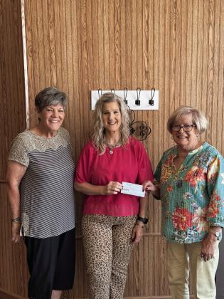 Ka Wilfong and Jeanne Wright with Progressive Study Club presented a donation to Snack Pack for kids represented by Shannon Hooper