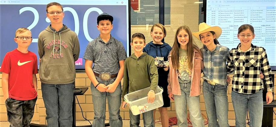 Castro County 4-H robotics teams did well at the Texas Tech GEAR trial run. In just one month, four teams prepared robots for the competition and learned to work as teams. Elementary division teams at the TT GEAR were Harper Rowland, Kimber Schenk and Laikyn Nelson (1st place) and Benson Birkenfeld, Mason Mireles, and Wyatt Bennett (2nd place). Middle School division teams include Copper Farris, Drew Bennett, and Gus Olson (1st place) and Sawyer Gibson, Griffin Neinst and Yates Olson (3rd place).