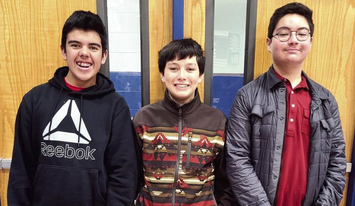 (Left) Hart UIL 8th Grade Maps, Graphs and Charts - Angel Santana, Rito Rodriguez and Yael Soltero, 3rd place team.
