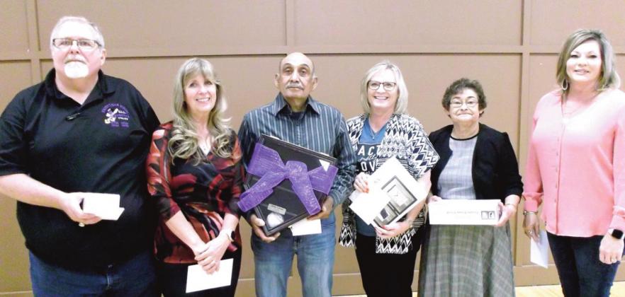 DISD Retiring teachers and employees: (left to right) Don Bell, Kim Hays, Jose Limas, Brenda Porsch, Paula Sanchez and Becky Standlee.