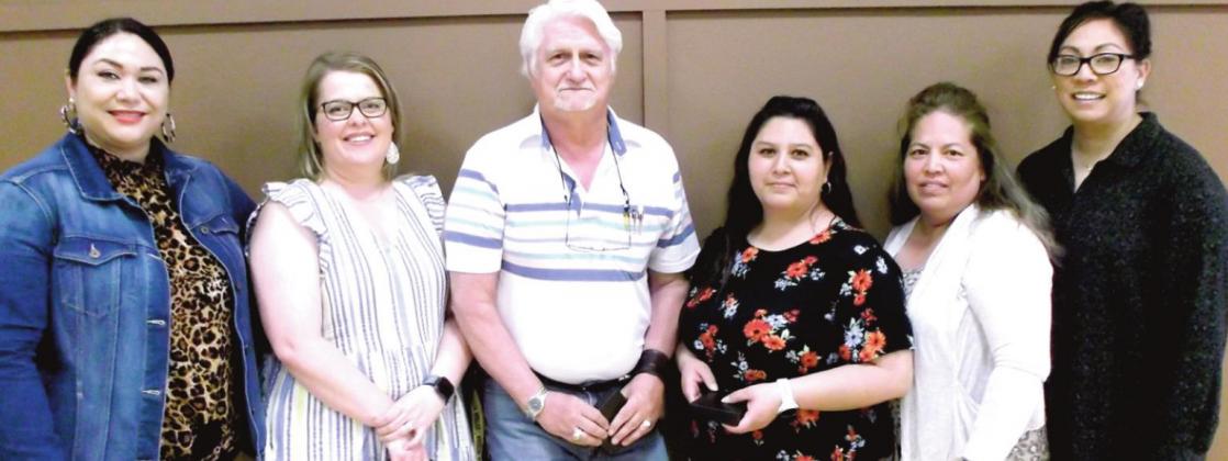 DISD 15 years of service: (left to right) Cynthia Aguero, Jessica Braddock, Nathan Stanfield, April Navarro, Elizabeth Saenz and Crystal Nino.(not shown Angel Garibaldi and Richard Rickert)