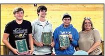 Castro County 4-H Gold Star Award - Caysen High, Luke Schulte and Harrison Meador, all from Nazareth, were presented their Gold Star plaques by Castro County AgriLife Extension Agent Felice Acker.
