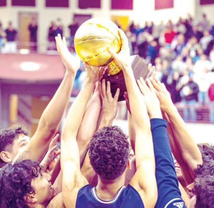 The Dimmitt Bobcats celebrate an Area Championship win.