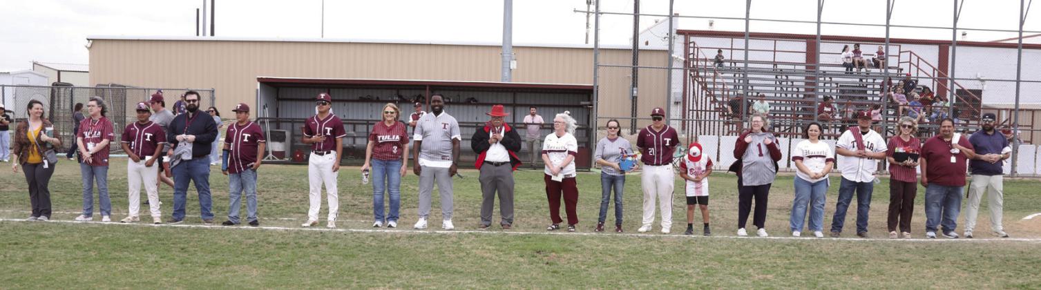 The Tulia Hornet Baseball team recognized teacher who had made an impact in their lives before the River Road game.