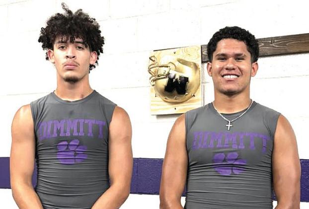DHS varsity football players Kaden Carpio (offense) and Xaden Vargas (defense) were named Players of the Week for Week 1 by Dimmitt Sports Media after an outstanding 41-0 win over Memphis last Friday. (Dimmitt Sports Media photo)