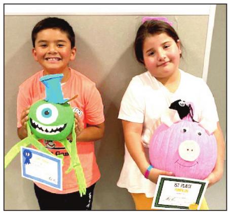 RES Pumpkin Contest Winners - Second Grade: Janelle Lopez, 1st place; Levi Ontiveros, 2nd place.