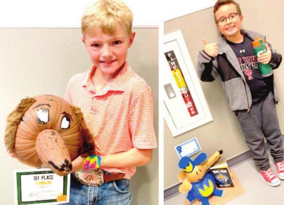 (Photo Right) RES Pumpkin Contest Winners - Fourth Grade: Sawyer Lunsford, 1st place; Jayden Lopez, 2nd place.
