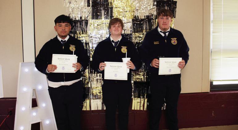 LDE contest Senior Quiz team members were Maximus DeLeon, Kaleb Bice, and Paxton Watson