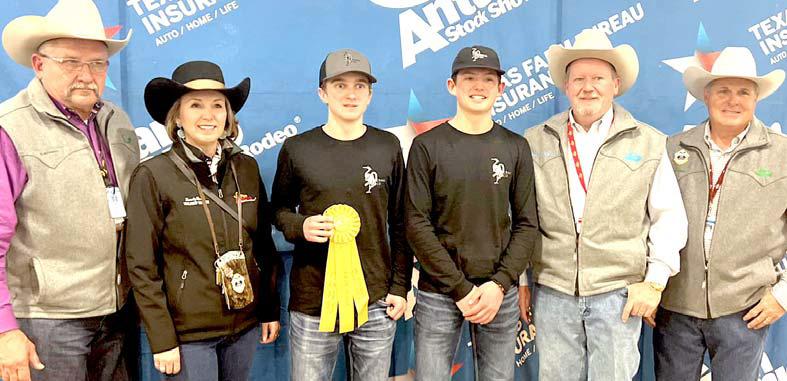 Nazareth FFA Tanner Wethington and Daniel Schacher competed in the Ag Marketing contest at the San Antonio Stock Show on Saturday with their waterfowl blind, placed fifth and made the auction.