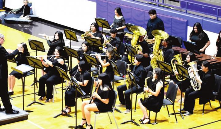 DHS Bobcat Band performs the marches of the Armed Services.