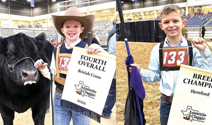 Naz Ag came on strong at the Amarillo Classic Junior Livestock Show. Jett Farris placed 4th In British Cross steers and Kannon Farris was the Hereford Breed Champion.