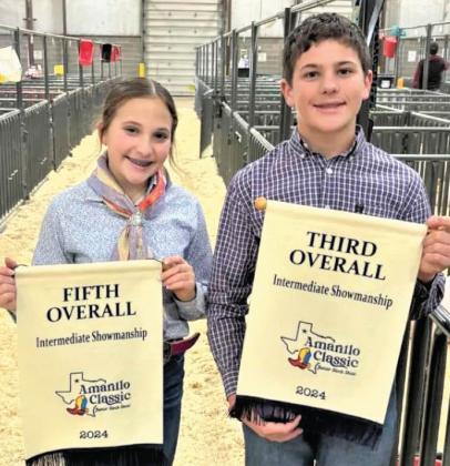 Naz FFA Chesney and Cooper Farris placed fifth and third Intermediate Showmanship at the Amarillo Classic Junior Livestock Show. County youth are gearing up for the Castro County Livestock Show in mid-January and the majors as the end of the years approaches.