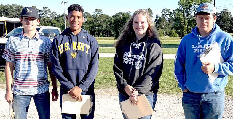 Nazareth FFA Forage Team competed at the state contest held at Walker County Fairgrounds Rodeo Arena in Huntsville on Friday and placed 35th out of 87 teams and 307 individuals. Team members include Daniel Schacher, Max Snead, Maddie Leochner and Harrison Meador.