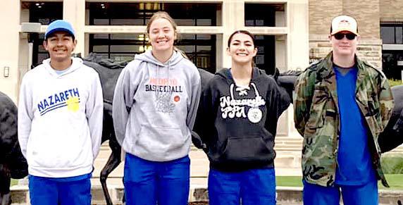 The Nazaeth FFA Vet Science team competed at Texas A&amp;amp;M University (all 1A-6A schools) and placed 43rd in the state. Team members are Adrian Rios, Brooklyn Birkenfeld, Gracie White, Michael Fulkerson and Chloe Birkenfeld.