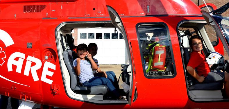 Aero Care joined in National Night Out, landing a helicopter next to the courthouse.