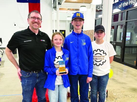The Nazareth Robotics team competed on February 7 and received several honors. Team 18570 (above, right) won the Think Award for their portfolio. 16617 won 3rd Place in the Inspired Award and made it to the playoffs. That team gets to move on to Regionals.