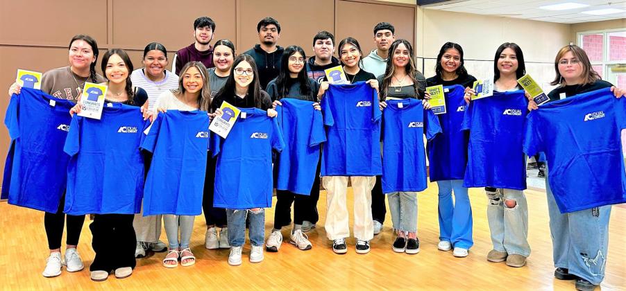 Dimmitt High School seniors who participated in the Amarillo College Dual Credit program were presented t-shirts from AC for earning 15 or more college credit hours.