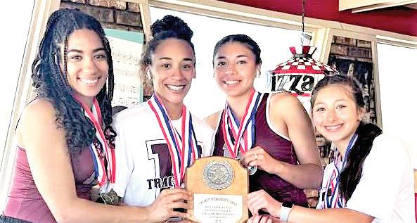 Hart High School Girls 4x100 Relay Team won the Area event. Team members include Adamari Morales, Tabree Gonzales, Celena Gonzales and Toree Joe Evans.