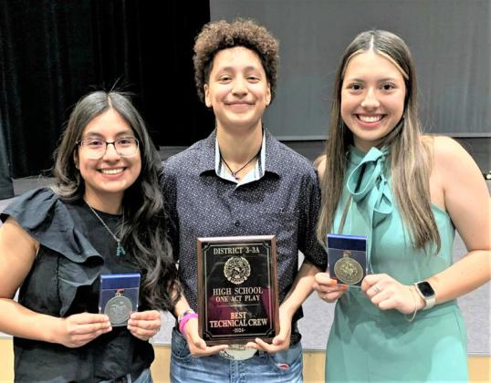 The DHS cast of actors and tech crew competed in Denver City at the District 3-3A competition and though they didn’t advance, came in with several awards. Aliyah Quintana, Honorable Mention; Makayla Delgado, Tech Award; and Braylynn Chavira, All Star Cast.