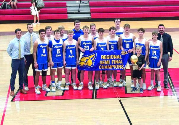 The Nazareth Swifts are heading to the Regional Fi nals after topping Sands (left) 50-49 in the Region- al Semifinals and McLean 60-43 in the Area Playoff (above). The boys team takes on Whitharral Friday at 5:30 p.m. in the Regional Finals.