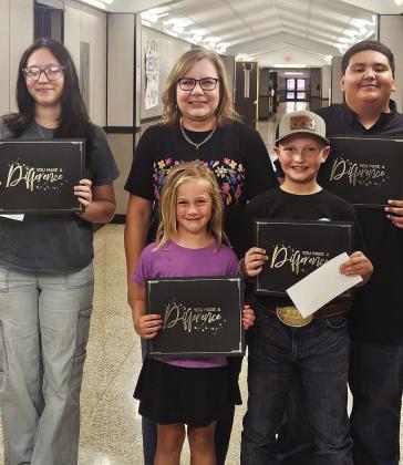 Kress Students of the Month for October - Dixie Wilson, Junior Galvan, Holden Dunn, and Kenadi Finck