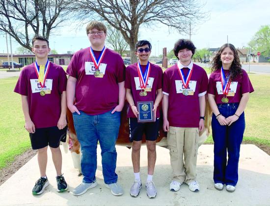 HHS Social Studies team, left to right – Tate Biggs, Andrew Matthews, Kabir Bhakta, Mikhael Lim, and Evelyn Alvarez.