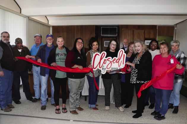 Ribbon Cutting for Swisher County Title Company Left to Right: BJ Potts, Matthew Veals, Frank Reeves, Bryan Ballenger, Kendra Earl, Ashley Wieser, Debbie Garza, Esther Bradley, Pam Shirley, Carla Edwards , Sherry Thornton In the Back: Mike Criswell, Ja’Nell Wafer, Debbie Criswell