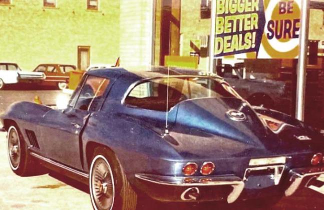 Leta Dennis helped located photos of a Chevy Corvette delivered to Dimmitt Motor Co in early 1967 and sold to Robert McLean. Years later, it would end up in Pennsylvania and restored by Duane Gomish (pictured on right).