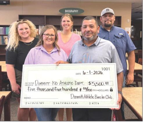 The Dimmitt Bobcats and Bobbies Athletic Booster Club is proud to support Dimmitt athletes and coaches by giving back to the athletic department through a donation from the booster club. Thank you to everyone who supports our students and helps make opportunities like this possible! Thank you to Coach Quiroz for attending the meeting on behalf of Coach Arias to receive the check.