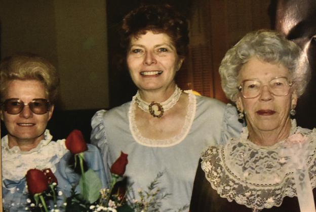 DISTINGUISHED DIRECTORS--This reproduction of a photo from years ago shows three distinguished executive directors of the Deaf Smith County Museum from across the years. From left are Juanita Koetting who served from 1985 to 1989, Donna Brockman, who served from 1989 to 1998, and Lois Gililland, the first executive director, who served from 1975 to 1985. (Photo by Jim Steiert)