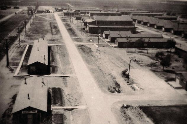 LOOKING WEST—This is a view to the west including an office building at the Hereford POW camp.