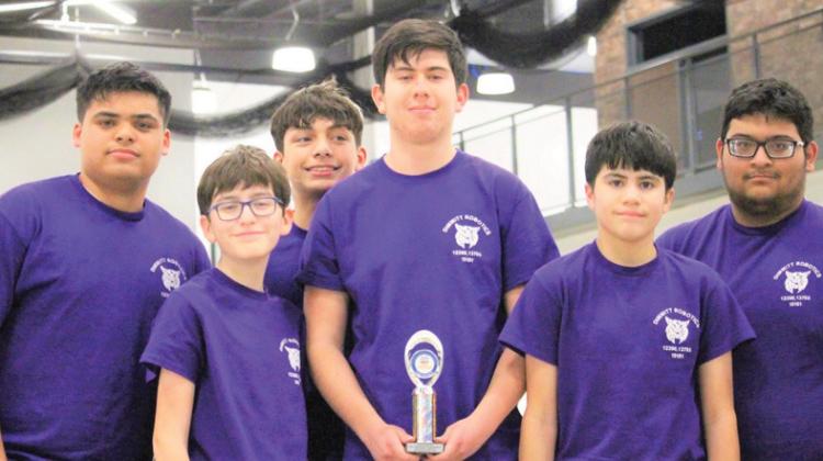DHS Team 13755, Alex Hernandez, Luis Perez, Keenan Hernandez, Eric Duenes, Diego Duenas, Gabriel Garcia and Emilio Diaz advance to regionals.