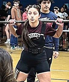 HHS Adamari Morales, weight class 132, second place, Plainview Invitational Powerlifting meet.