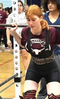HHS Olivia Pearson, weight class 148, fifth place, Plainview Invitational Powerlifting meet.