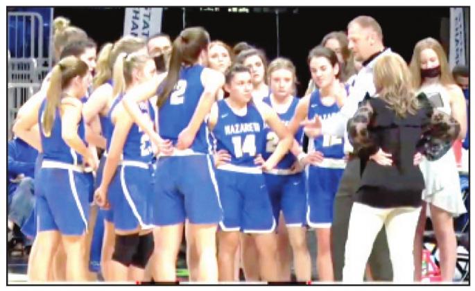 Coach Schilling regroups during a time out against Dodd City during the state championship game.