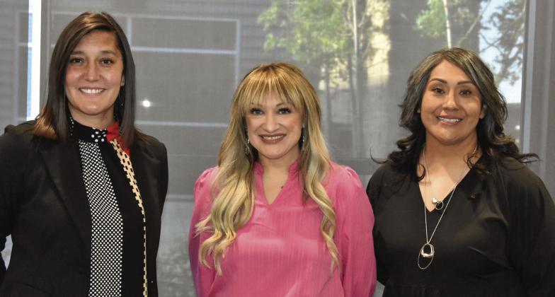 MILESTONES ACHIEVED—These Hereford Texas Federal Credit Union employees were honored at the annual meeting for milestone achievement in years worked for the cooperative. Left and right are Kirby Ramirez and Veronica Lopez, 15 years each, and Brandy Murillo (middle), 10 years. Not pictured is Lizeth Gutierrez, 10 years. (Photo by Jim Steiert)