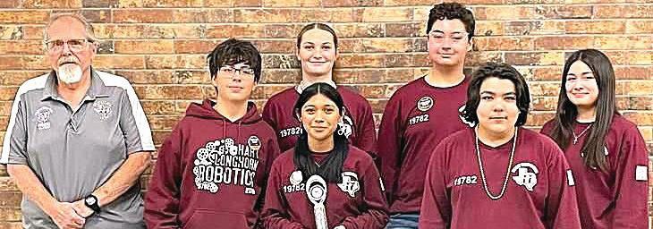 Hart Robotics 19782 won the Innovate Award at the Amarillo League Robotics Tournament this past weekend and will advance to Area. The Innovate Award recognizes a team’s innovative design process for a novel aspect of their robot or gameplay strategy. Hart Robotics ranked 9th with a high score of 182 and 114-0. Team members include America Flores, Rito Rodriguez, Liam Marin, Max Phillips and Coach Don Bell.