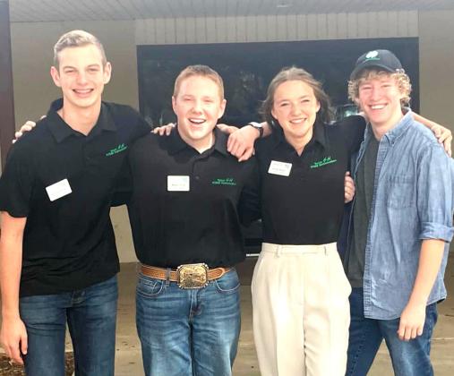 District 2 4-H STEM Ambassadors from Castro, Lynn and Lamb county attended a team building weekend at the Texas 4-H Center in Brownwood. Shown are (left to right) Spencer Acker, Castro County, Mason Scott and Annie Watson, Lynn County , and Jeremy Burt, Lamb County